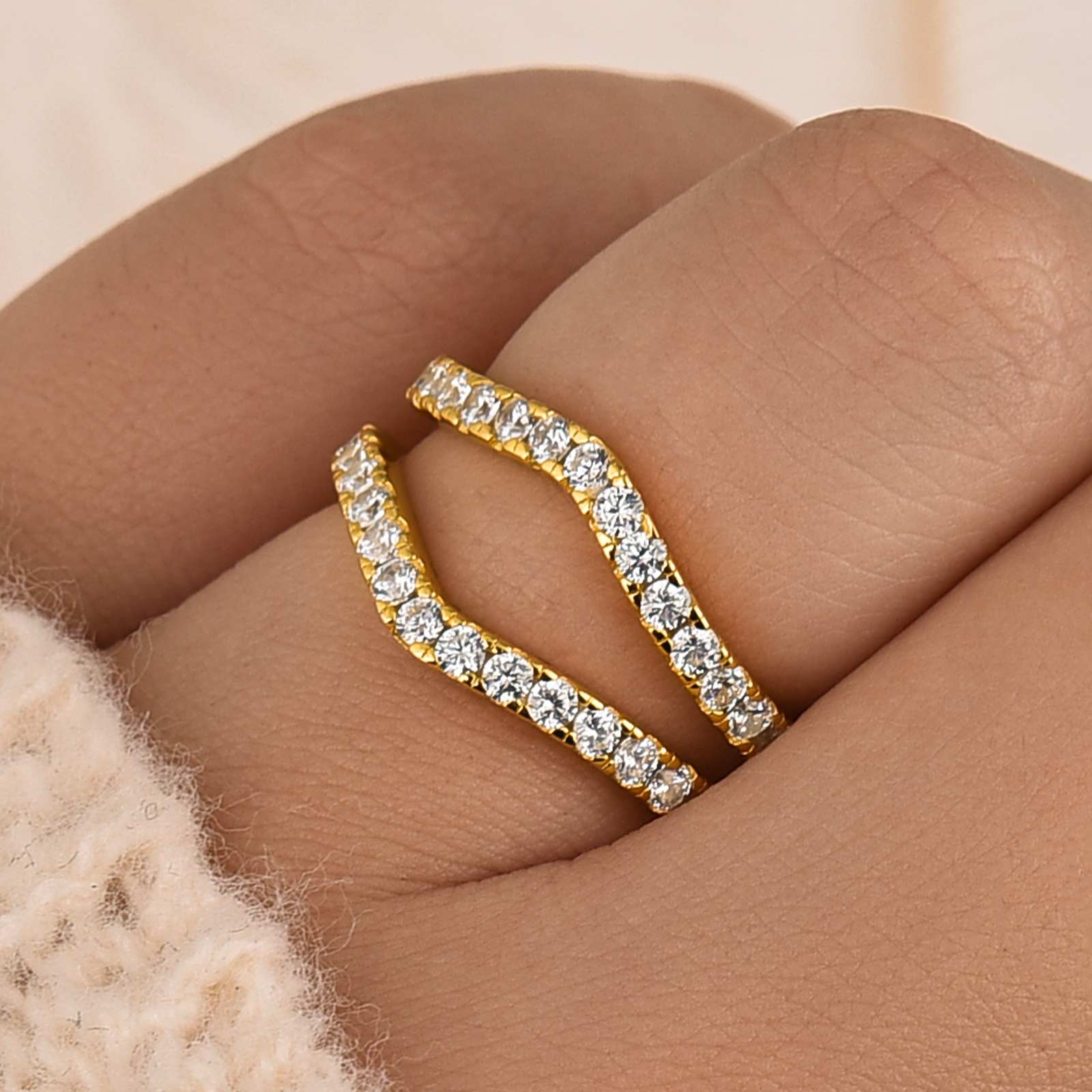 Vintage Insert Wedding Band Engagement Ring Enhancer In Brass - Velirellajewelry