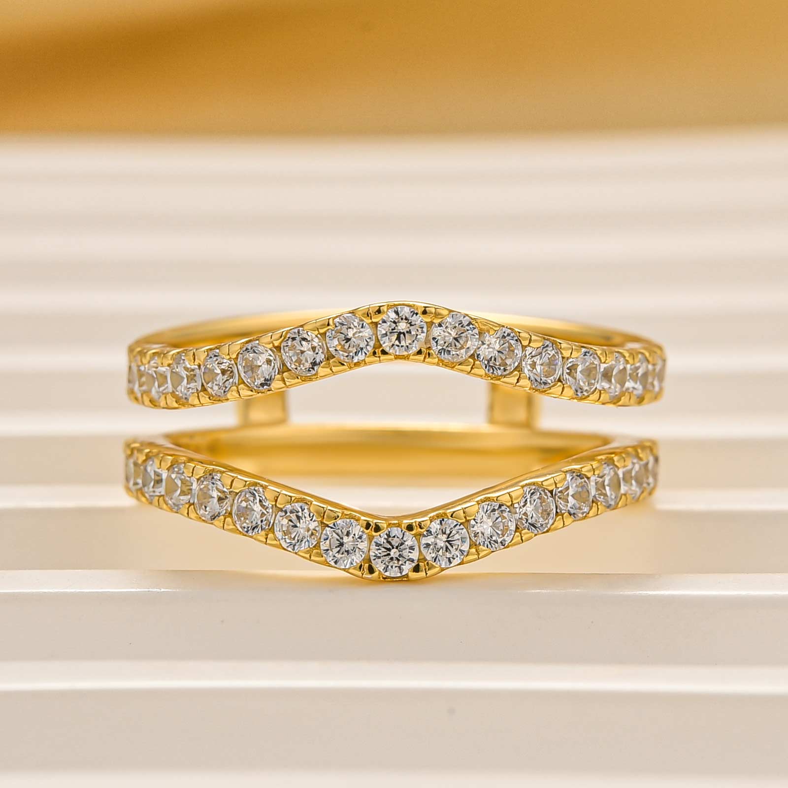 Vintage Insert Wedding Band Engagement Ring Enhancer In Brass - Velirellajewelry