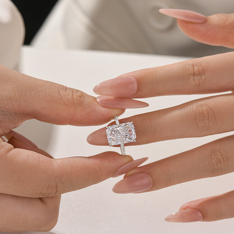 7.0Ct Simulated Diamond Radiant Cut Engagement Ring Promise Rings In Brass - Velirellajewelry