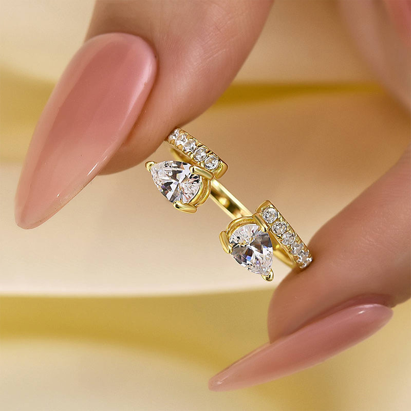 Velirella Classic Pear Cut Yellow Gold Open Wedding Band In Brass - Velirellajewelry