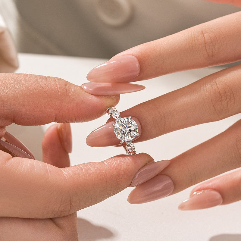 Moissanite 3.0Ct Round White Gold Engagement Ring - Velirellajewelry
