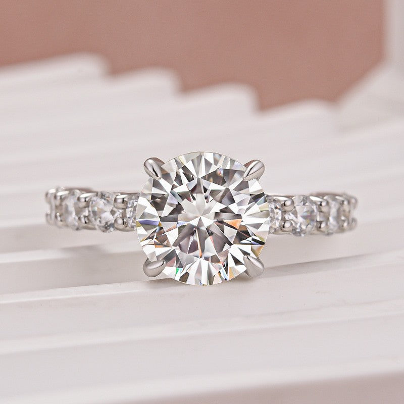 Moissanite 3.0Ct Round White Gold Engagement Ring - Velirellajewelry