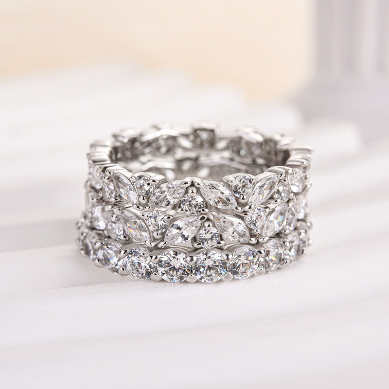 Velirella Lovely Marquise & Round Cut 3PC Wedding Band Set In Brass - Velirellajewelry