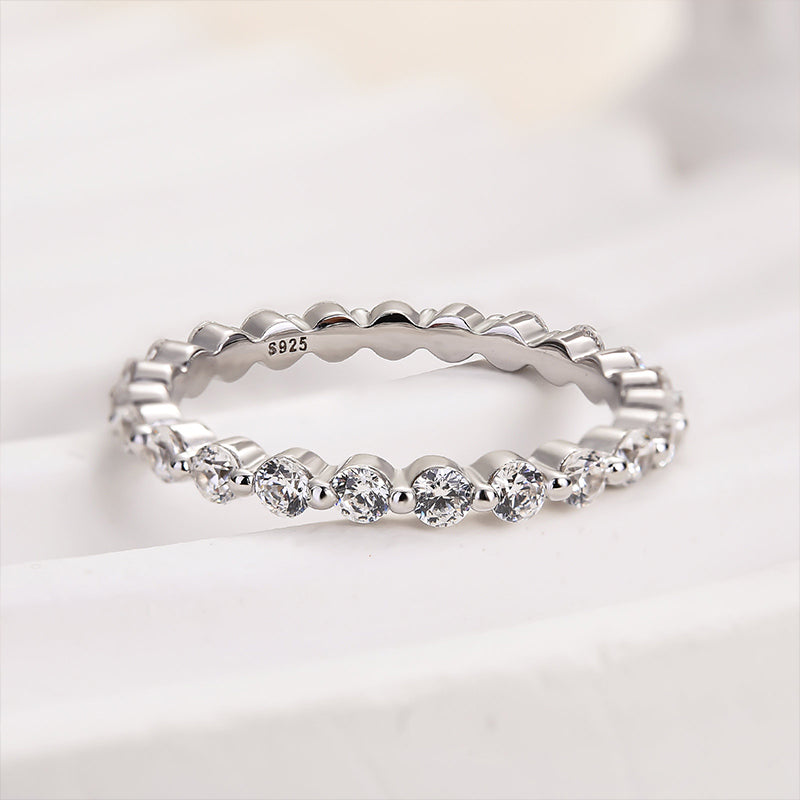 Velirella Classic Full Round Cut Wedding Band - Velirellajewelry
