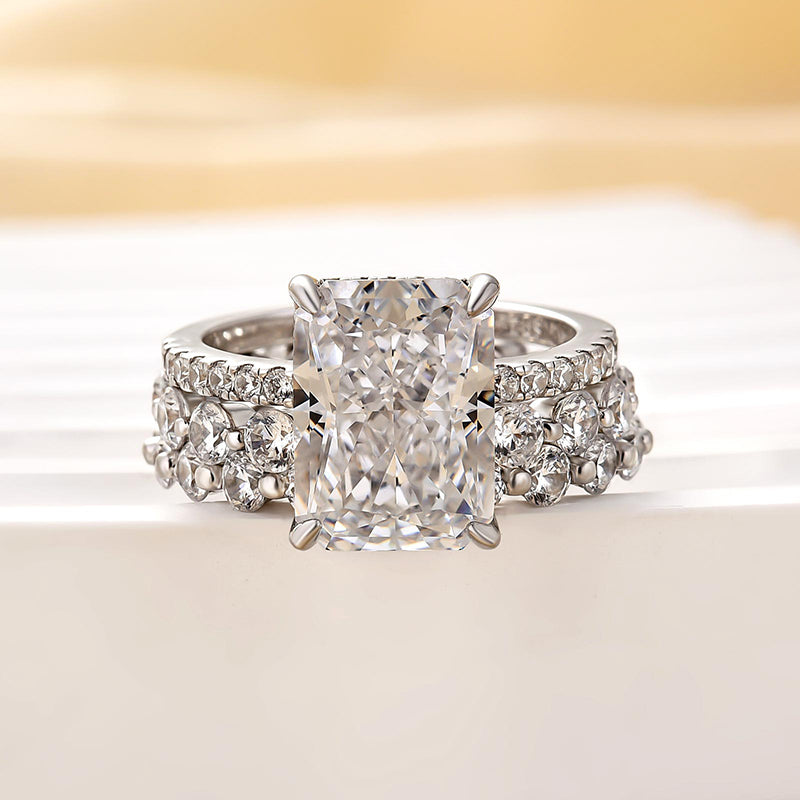 Velirella Stunning Radiant Cut 3PC Wedding Ring Set In Brass - Velirellajewelry