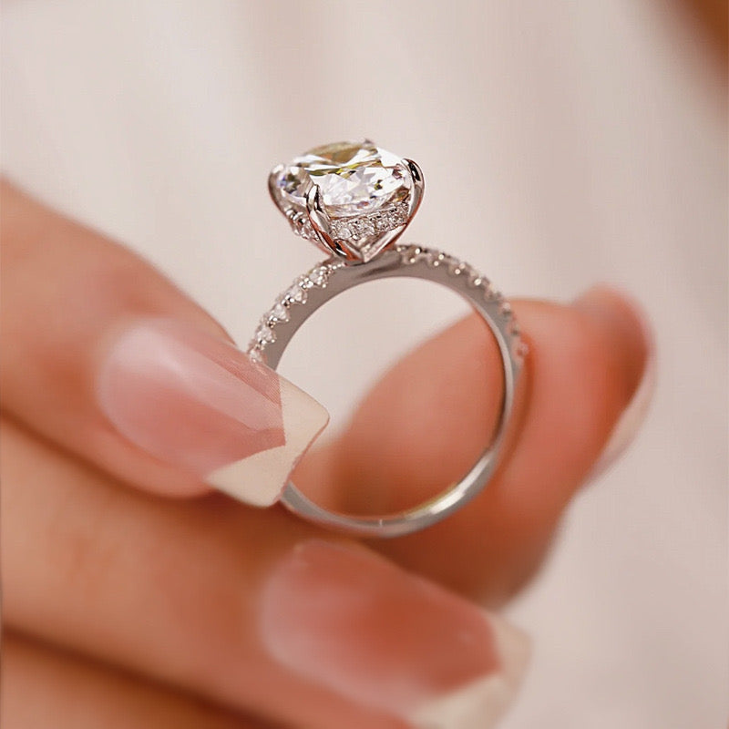 4.0Ct Oval Cut Engagement Ring Promise Ring For Her In Brass - Velirellajewelry