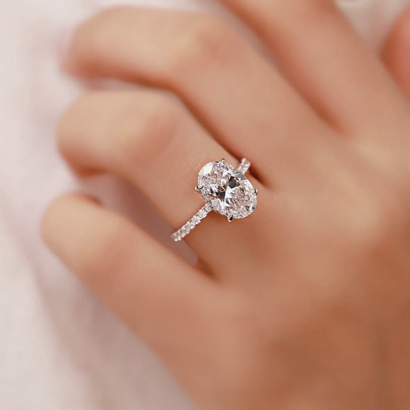 4.0Ct Oval Cut Engagement Ring Promise Ring For Her In Brass - Velirellajewelry