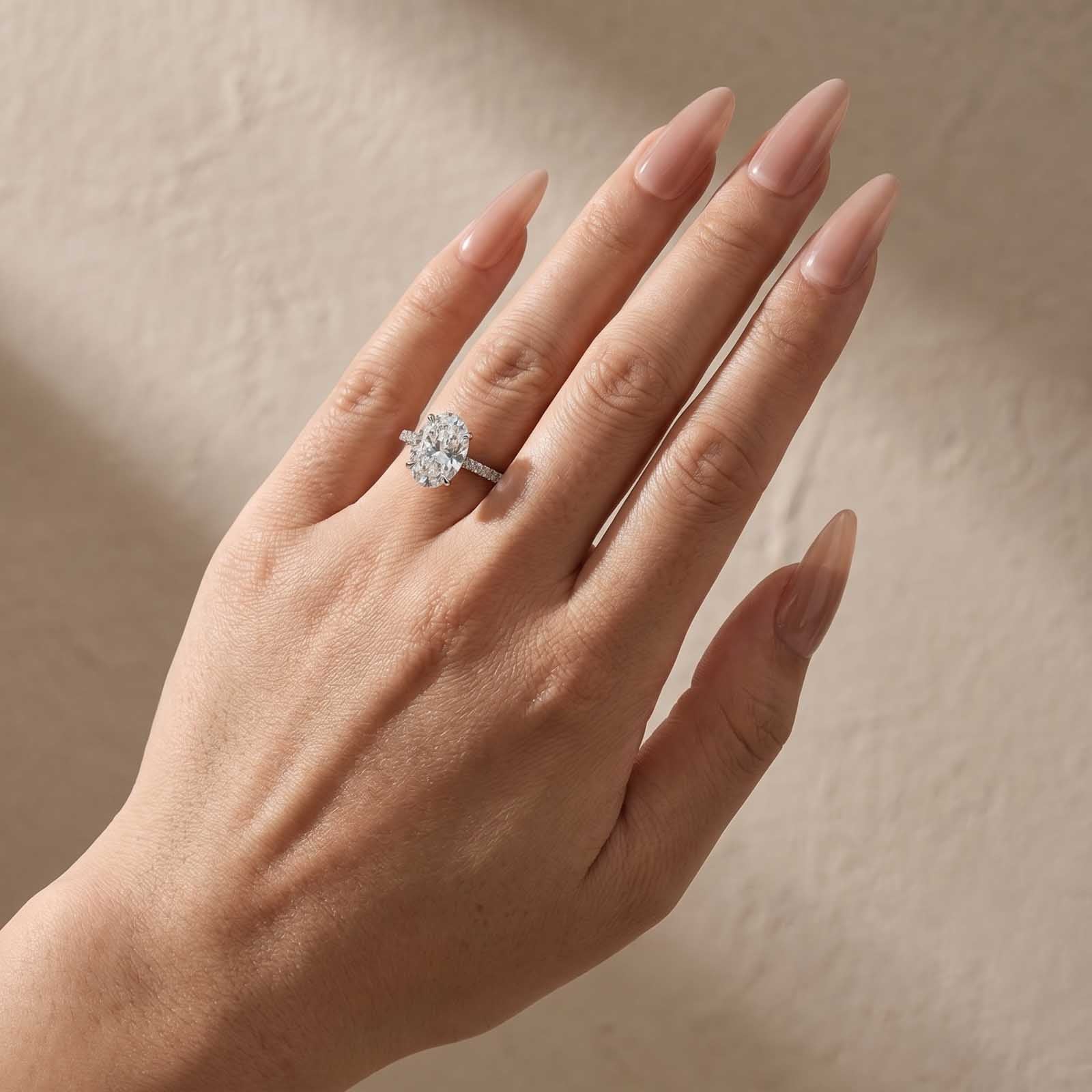Velirella Moissanite 4.0~5.5 Carat Oval Cut Engagement Ring Stackable Promise Ring For Women
