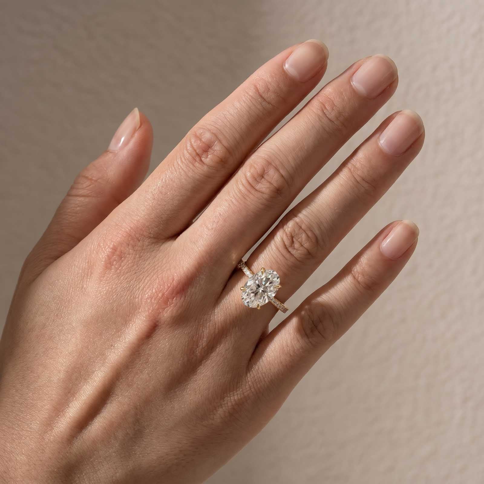 4.0Ct Oval Cut Engagement Ring Moissanite or Simulated Diamond Promise Ring