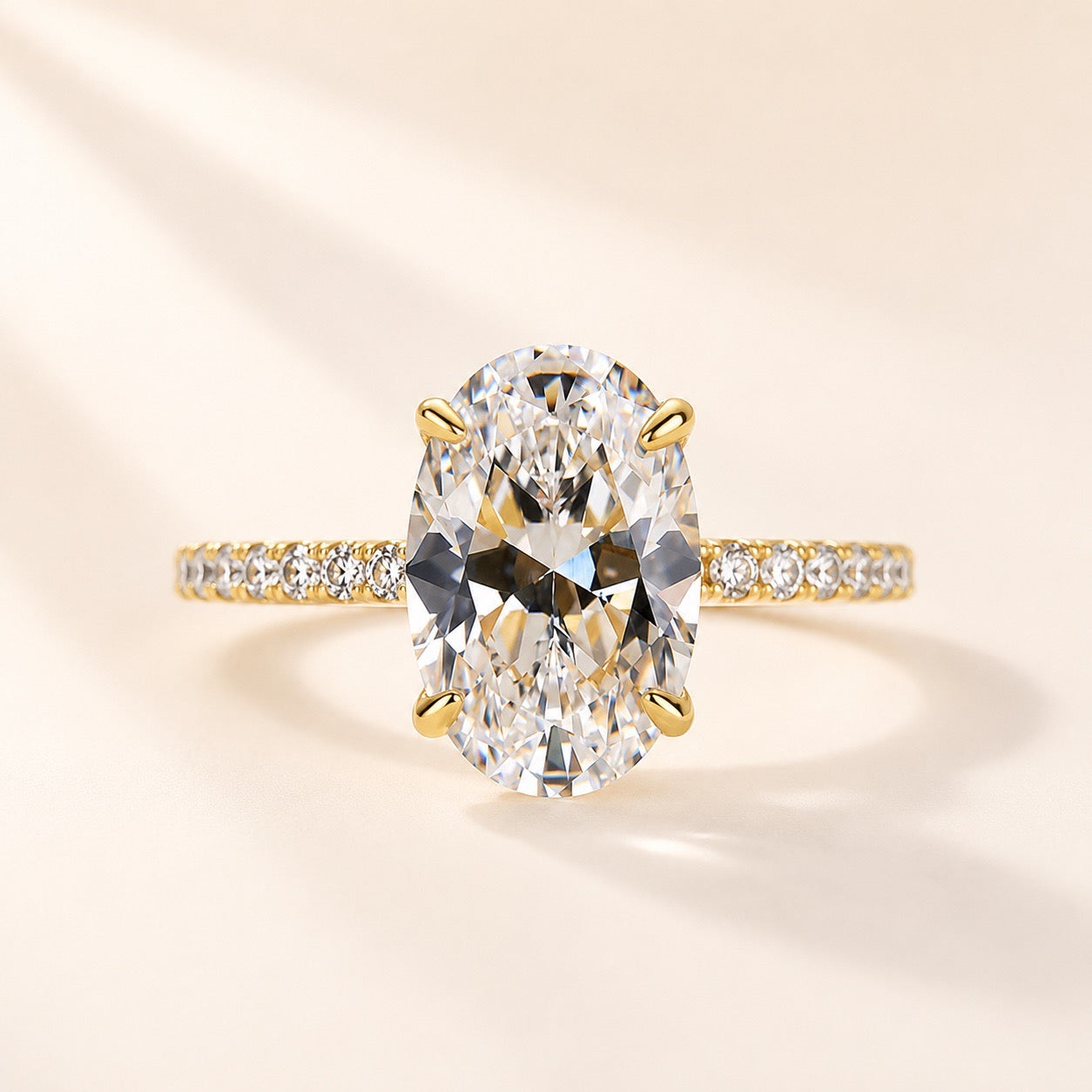 4.0Ct Oval Cut Engagement Ring Moissanite or Simulated Diamond Promise Ring