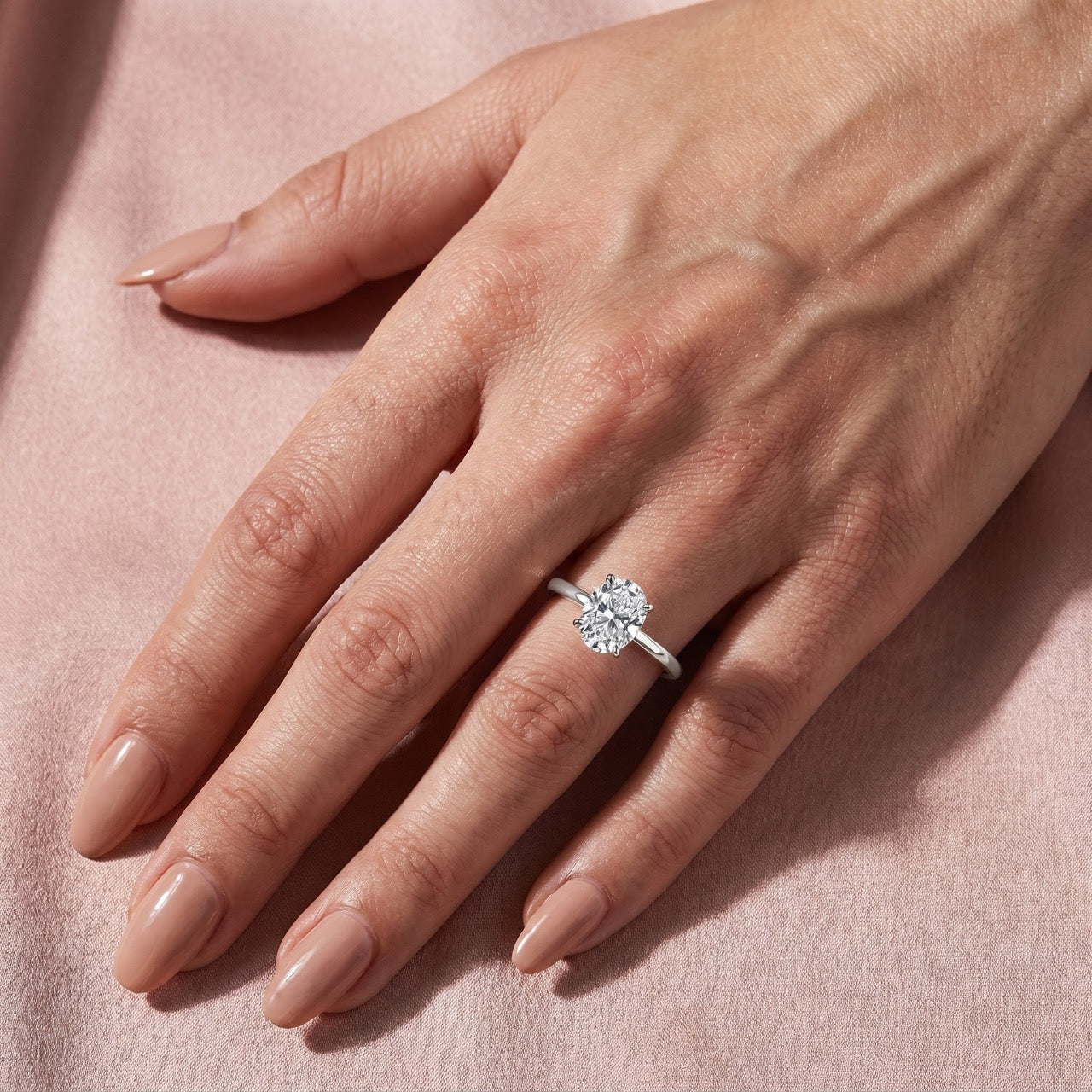  Moissanite 2.0~5.5 Carat Oval Cut Hidden Halo Engagement Ring For Everyday Wear