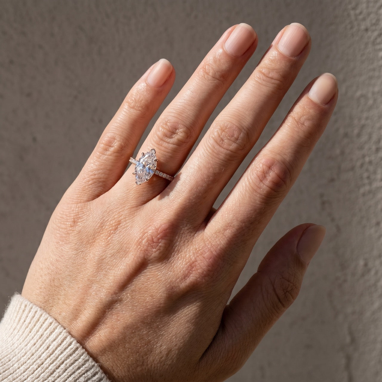 3.5Ct Marquise Cut Simulated Diamond Half Eternity Ring with Round Side Stones