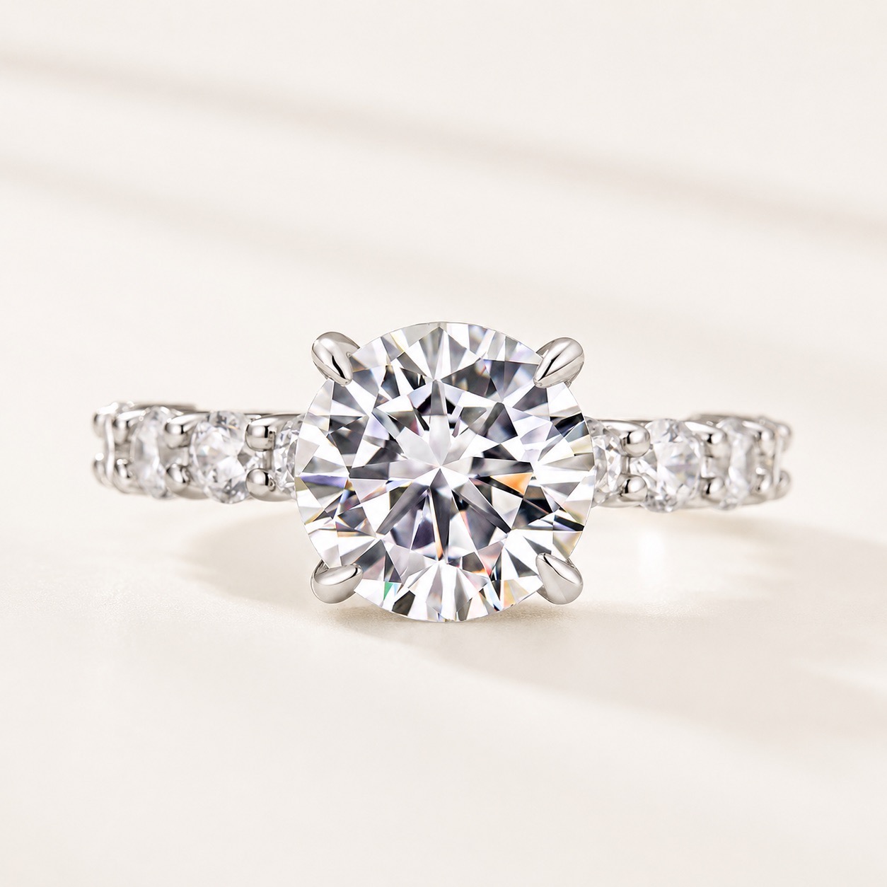 Moissanite 4.0/3.0 Carat Round Cut Ring For Everyday Wear Travel Ring
