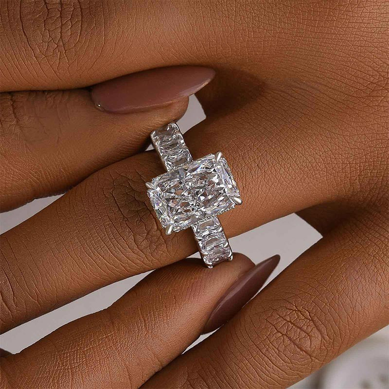 5.0Ct Radiant Cut Hidden Halo Luxe Engagement Ring In Brass - Velirellajewelry