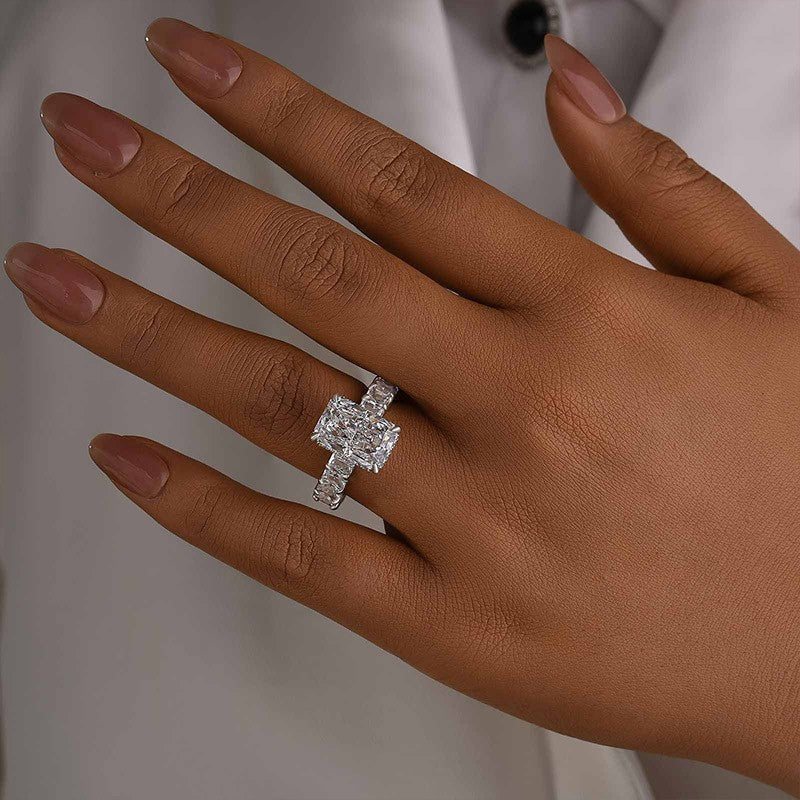5.0Ct Radiant Cut Hidden Halo Luxe Engagement Ring In Brass - Velirellajewelry