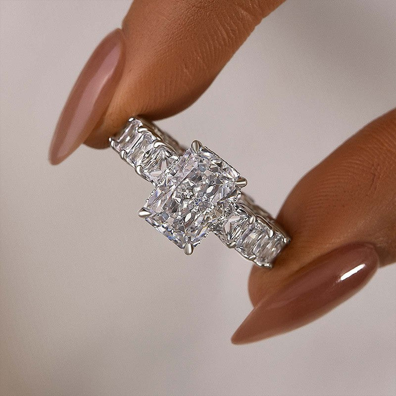 5.0Ct Radiant Cut Hidden Halo Luxe Engagement Ring In Brass - Velirellajewelry