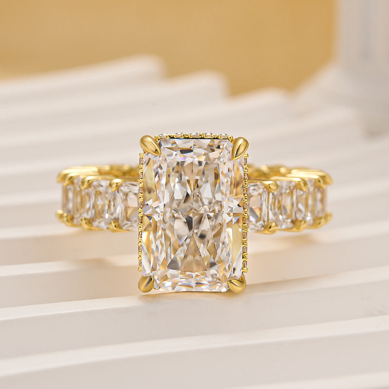 5.0Ct Radiant Cut Hidden Halo Luxe Engagement Ring In Brass - Velirellajewelry