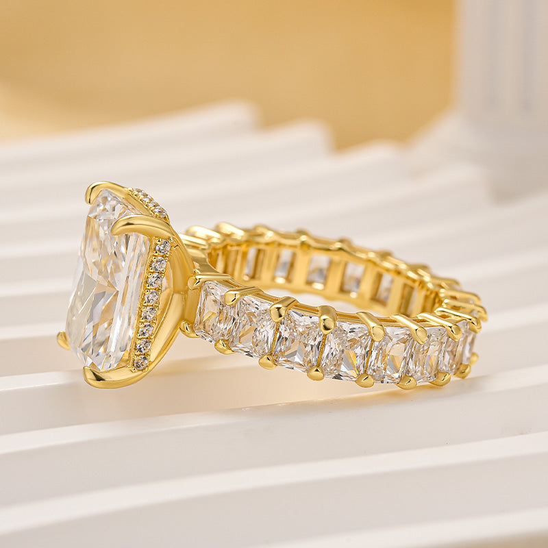 5.0Ct Radiant Cut Hidden Halo Luxe Engagement Ring In Brass - Velirellajewelry