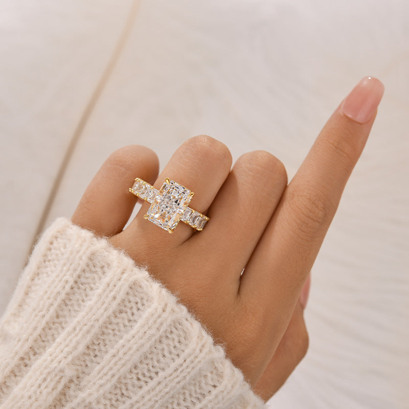 5.0Ct Radiant Cut Hidden Halo Luxe Engagement Ring In Brass - Velirellajewelry