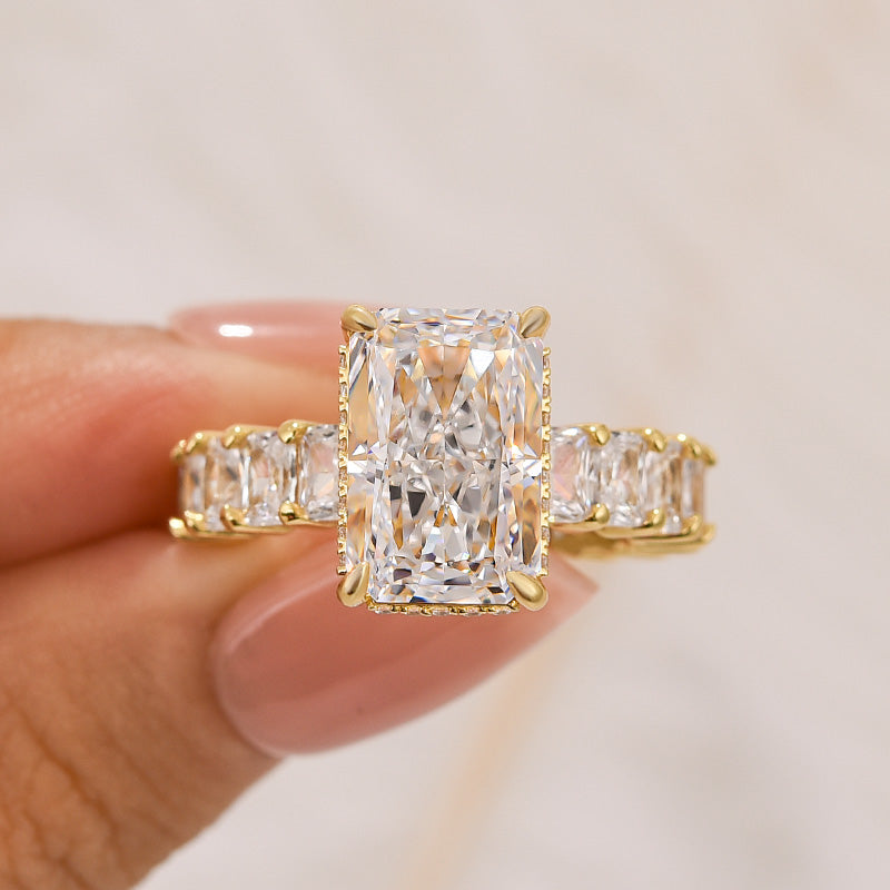 5.0Ct Radiant Cut Hidden Halo Luxe Engagement Ring In Brass - Velirellajewelry
