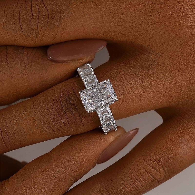 3.5Ct Radiant Cut Luxe Engagement Ring Travel Ring In Brass - Velirellajewelry