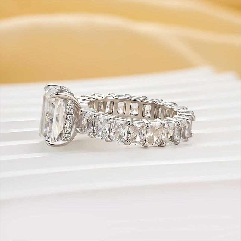 3.5Ct Radiant Cut Luxe Engagement Ring Travel Ring In Brass - Velirellajewelry