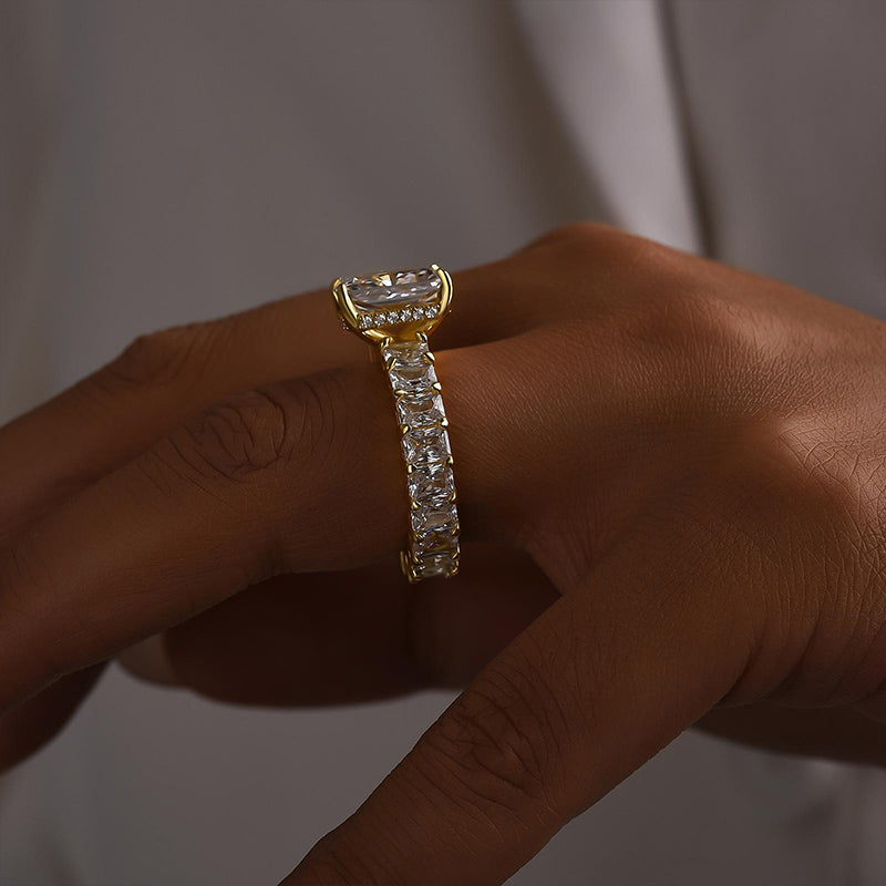3.5Ct Radiant Cut Luxe Engagement Ring Travel Ring In Brass - Velirellajewelry