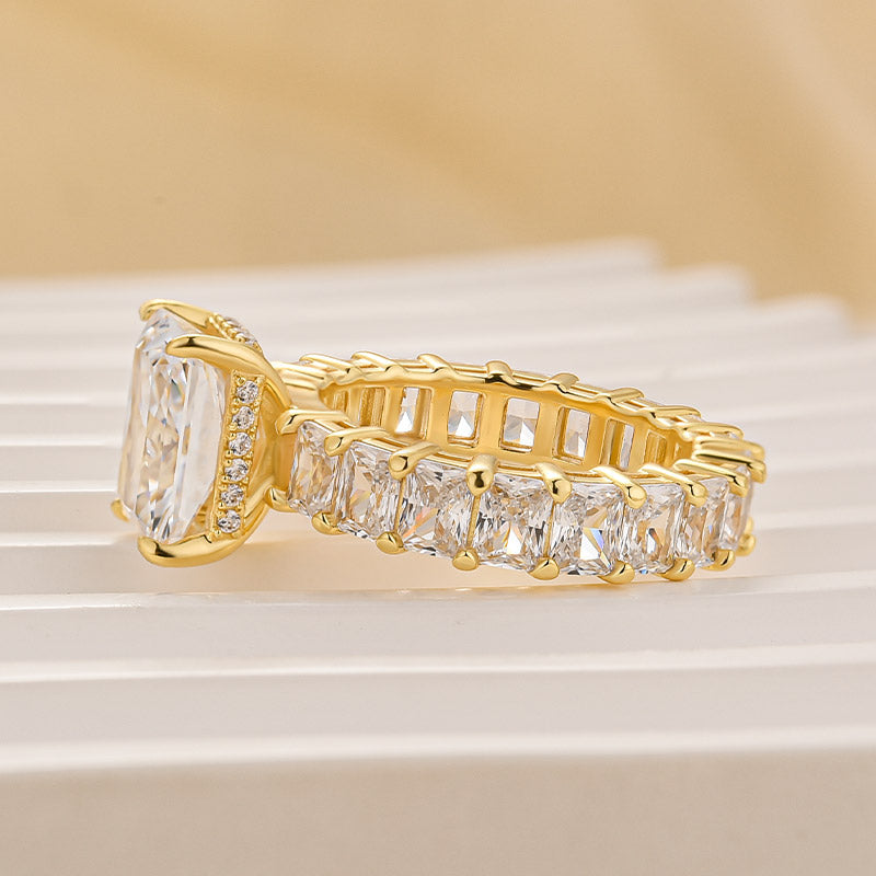 3.5Ct Radiant Cut Luxe Engagement Ring Travel Ring In Brass - Velirellajewelry