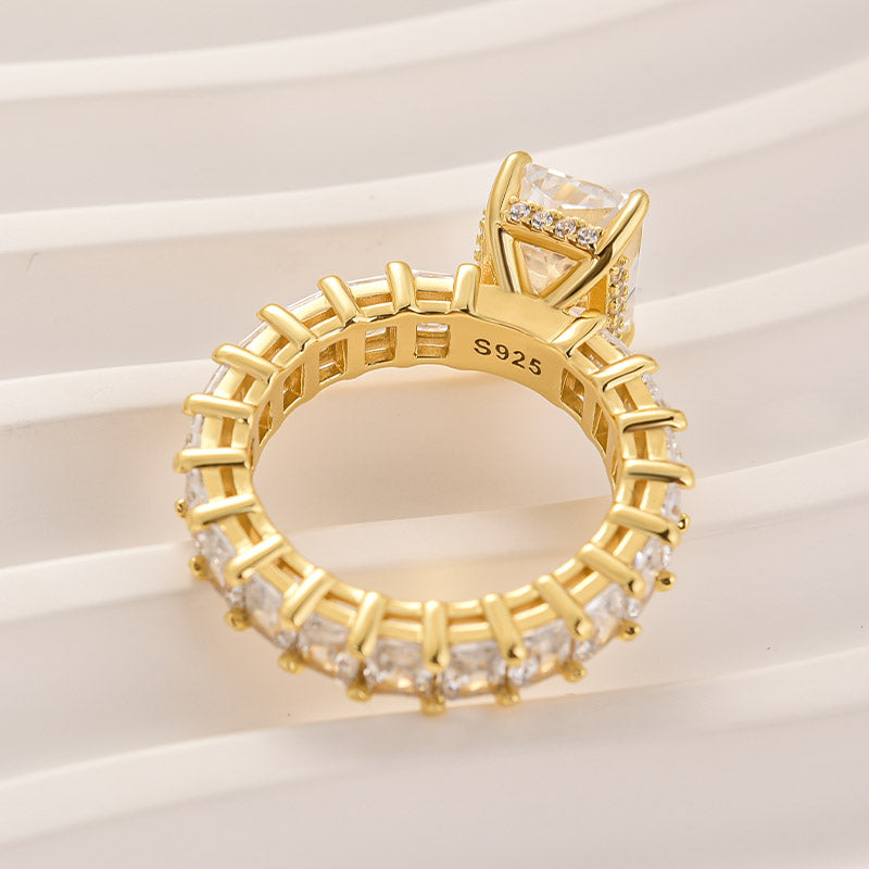 3.5Ct Radiant Cut Luxe Engagement Ring Travel Ring In Brass - Velirellajewelry