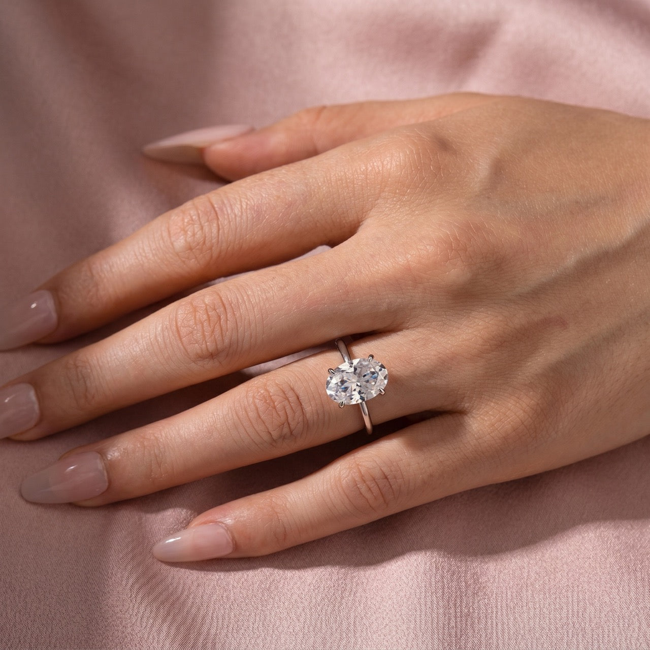  Moissanite 2.0~5.5 Carat Oval Cut Hidden Halo Engagement Ring For Everyday Wear