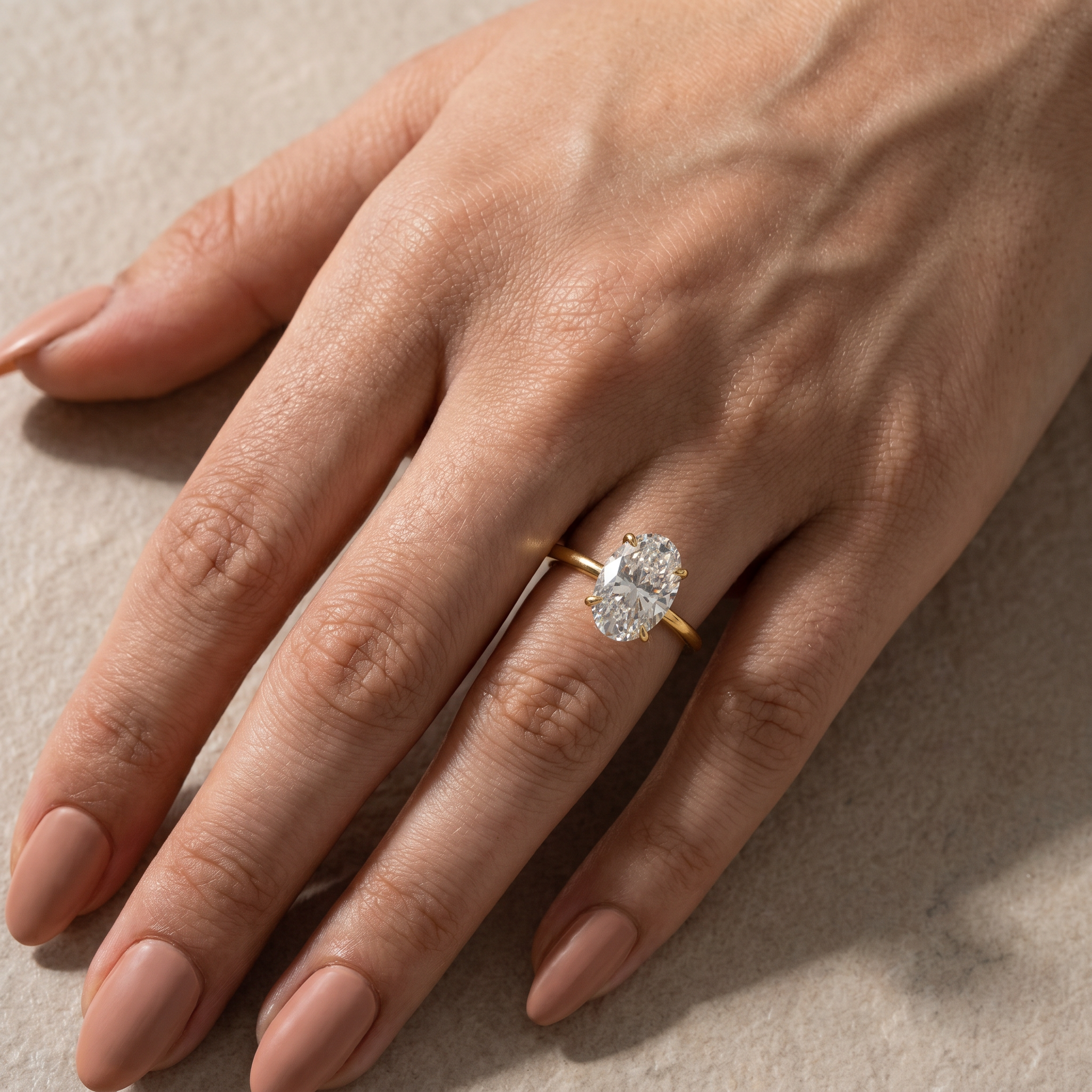 3.5 Carat Oval Cut Hidden Halo Engagement Ring In  Daily Wearable Ring