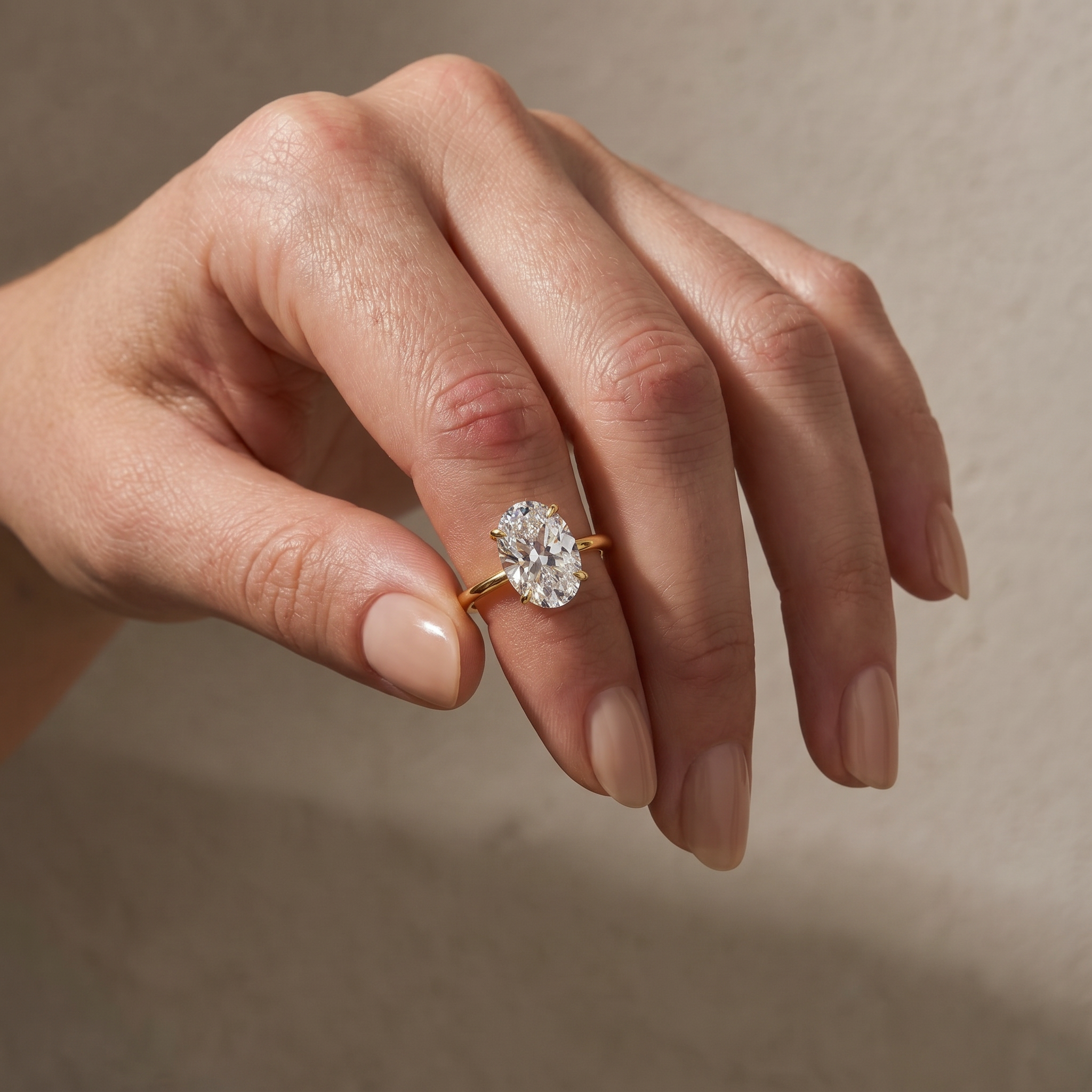  3.5 Carat Oval Cut Hidden Halo Engagement Ring In  Daily Wearable Ring