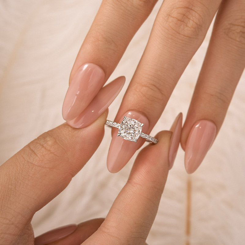 Velirella 2~2.5 Carat Cushion Cut White Sapphire Women's Engagement Ring - Velirellajewelry