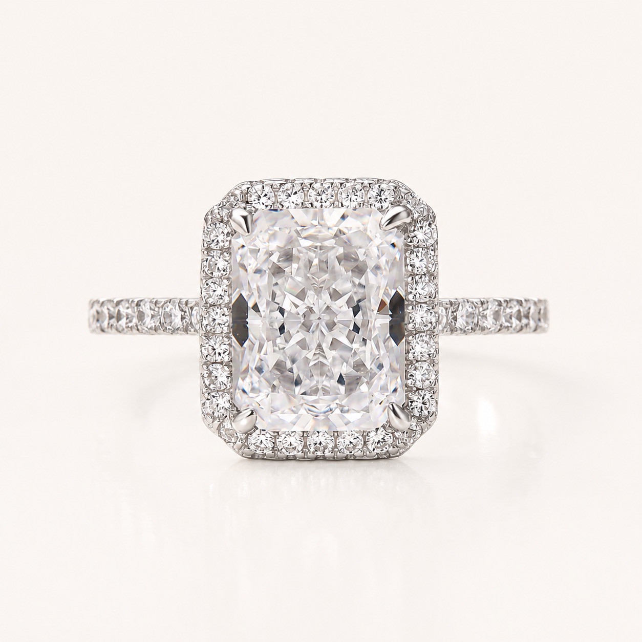 Halo 3.0 Radiant Cut White Sapphire Simulated Diamond Date Ring Vintage Travel Ring