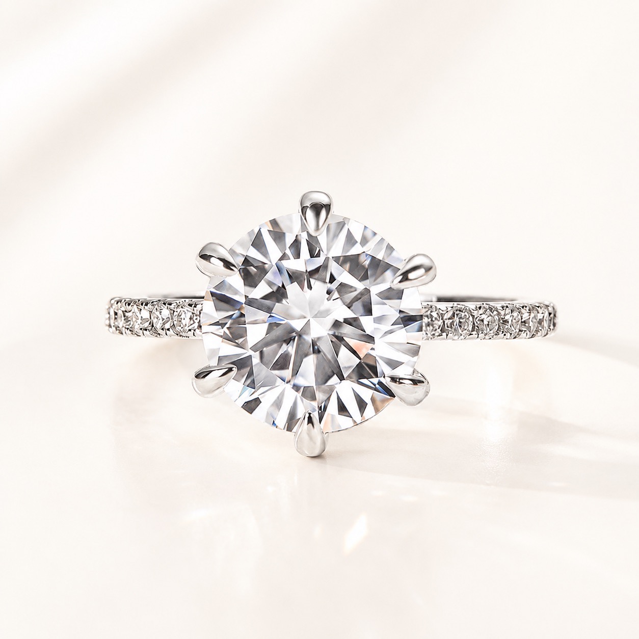 Moissanite 2.0/3.0 Carat 6 Prong Round Cut Ring For Daily Wear Date Ring