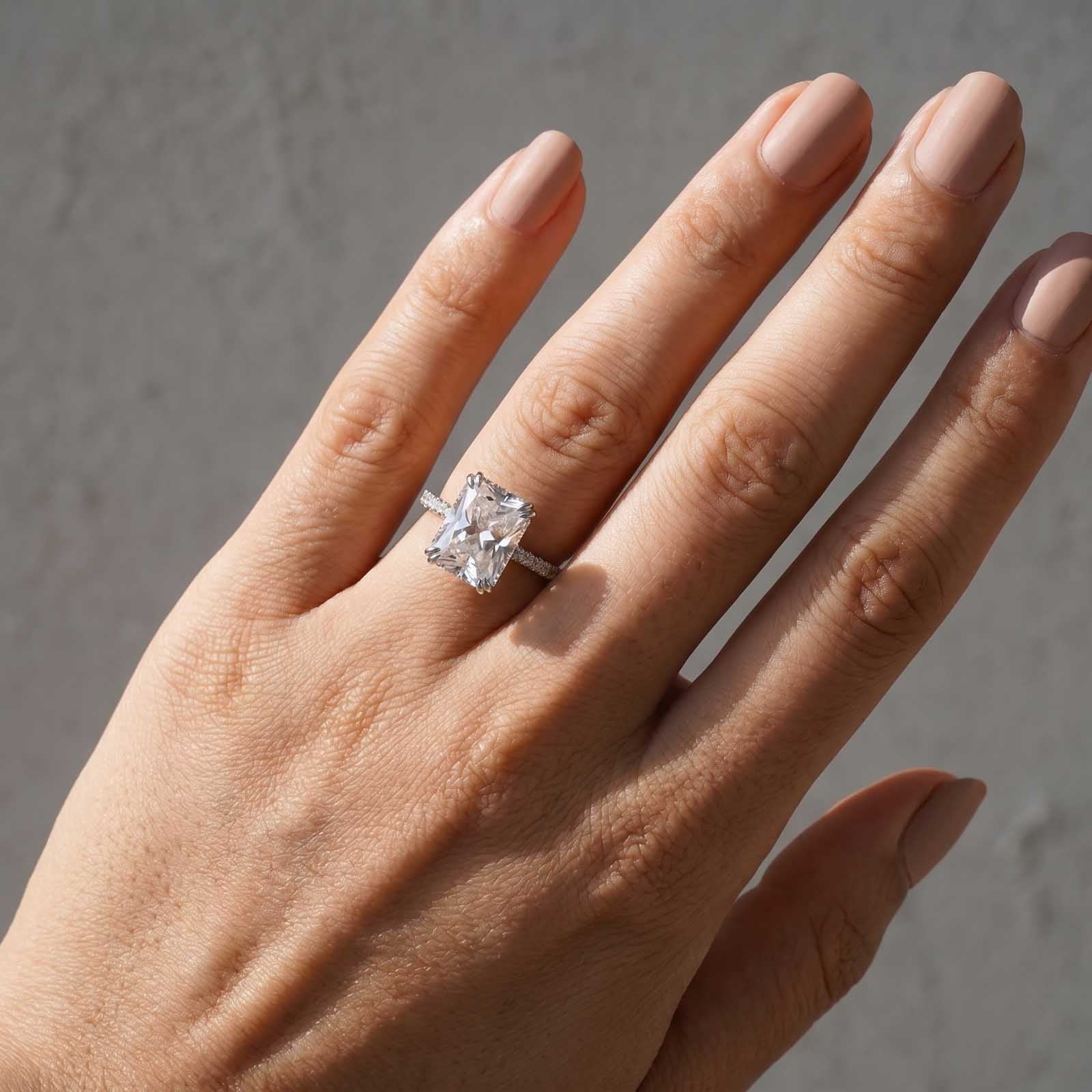 Affordable Moissanite 4.5 Carat Radiant Cut Date Ring For Women Stackable Ring