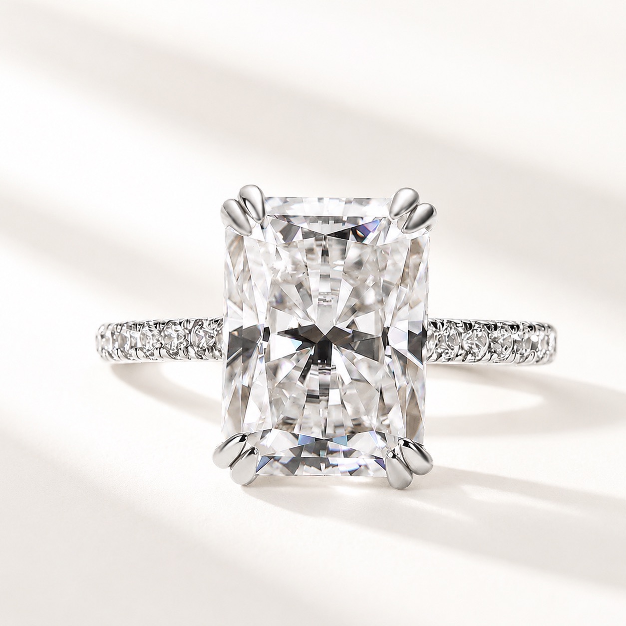 Affordable Moissanite 4.5 Carat Radiant Cut Date Ring For Women Stackable Ring