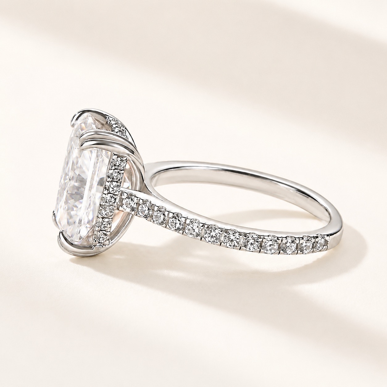 Affordable Moissanite 4.5 Carat Radiant Cut Date Ring For Women Stackable Ring