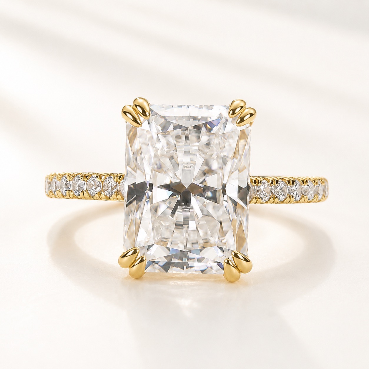 Affordable Moissanite 4.5 Carat Radiant Cut Date Ring For Women Stackable Ring