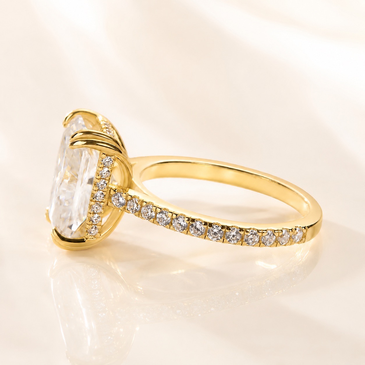 Affordable Moissanite 4.5 Carat Radiant Cut Date Ring For Women Stackable Ring