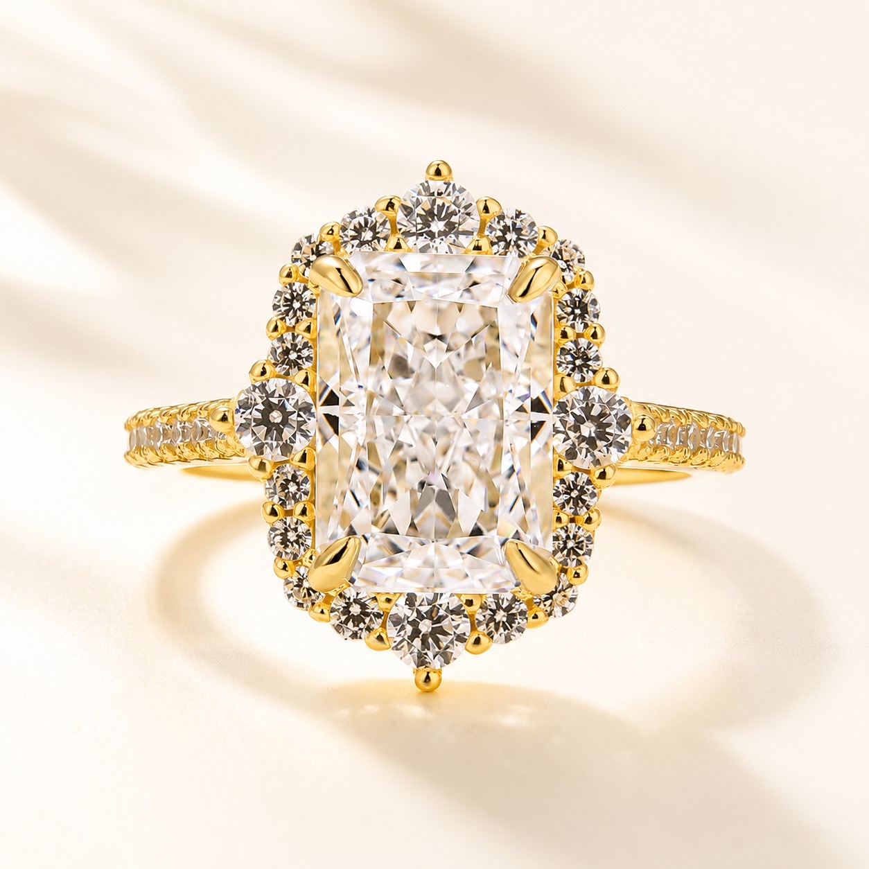 Gorgeous Halo 3.5Ct  Radiant Cut Simulated Diamond Vintage Daily Wear Ring