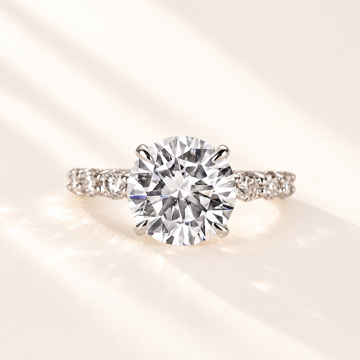 Moissanite 4.0/3.0 Carat Round Cut Ring For Everyday Wear Travel Ring