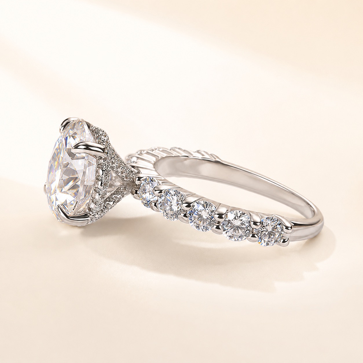 Moissanite 4.0/3.0 Carat Round Cut Ring For Everyday Wear Travel Ring