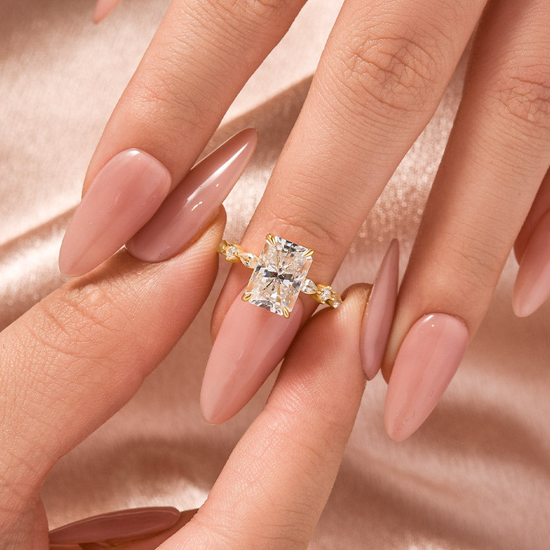 Velirella Moissanite 3.5 Carat Radiant Cut Engagement Ring In Brass - Velirellajewelry