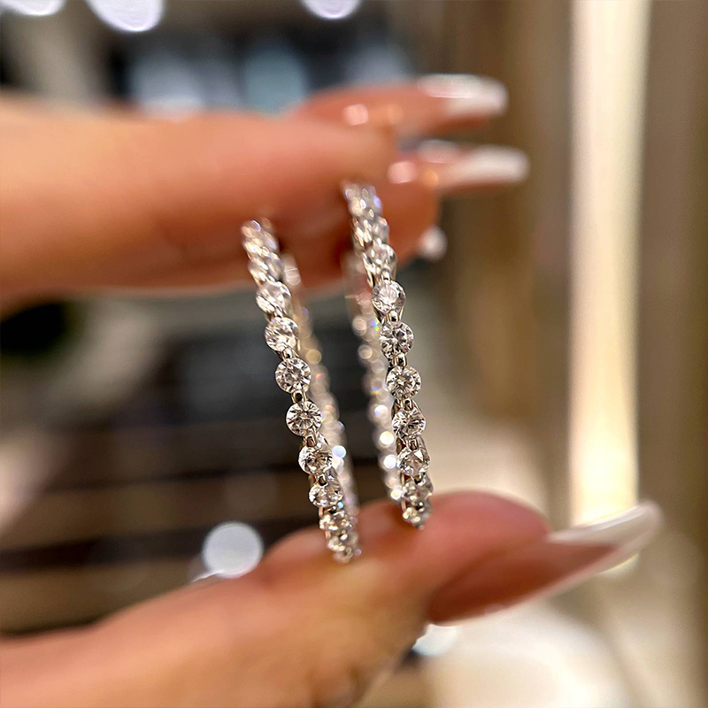 Unique Round Cut 18K White Gold Plated Hoop Earrings