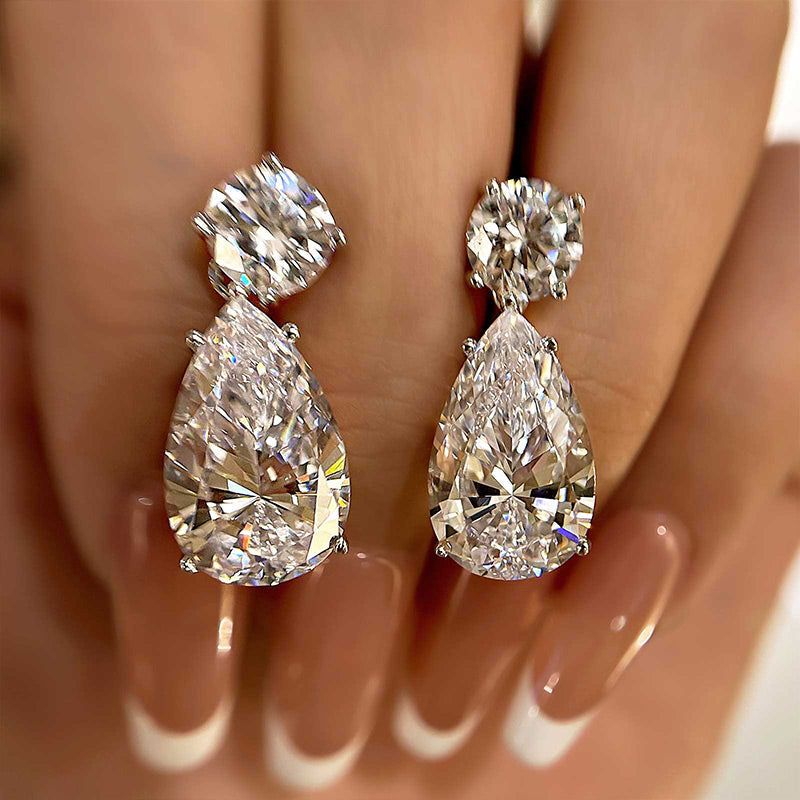 Velirella Sparkle Pear Cut Women's Earrings In Brass - Velirellajewelry