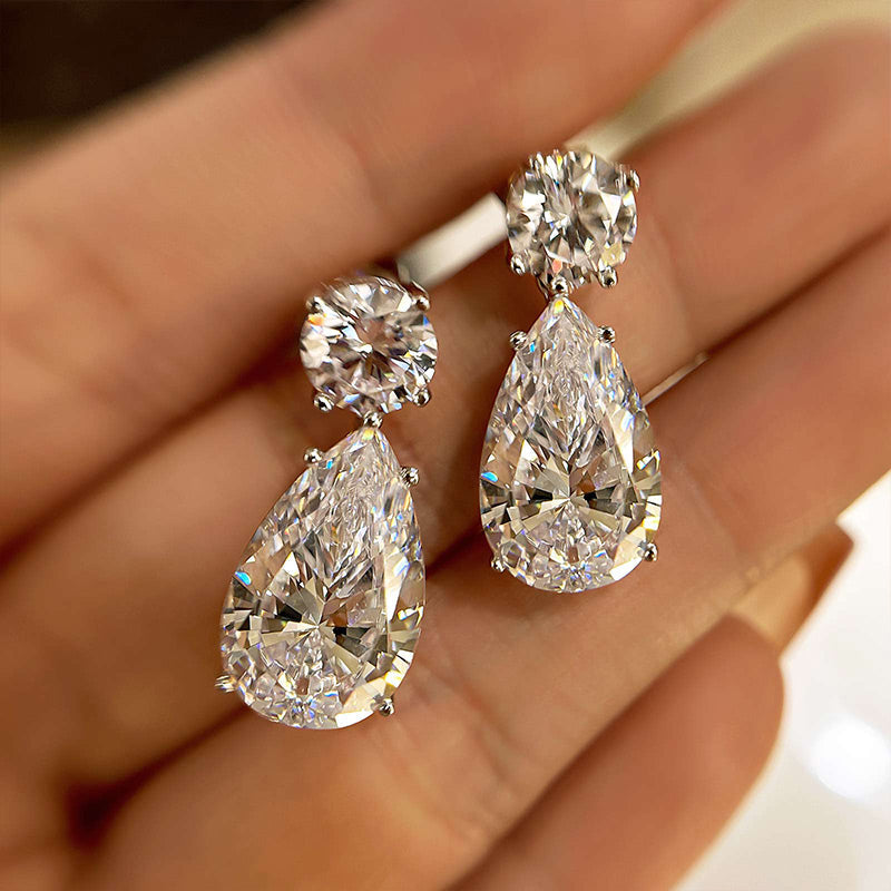 Velirella Sparkle Pear Cut Women's Earrings In Brass - Velirellajewelry