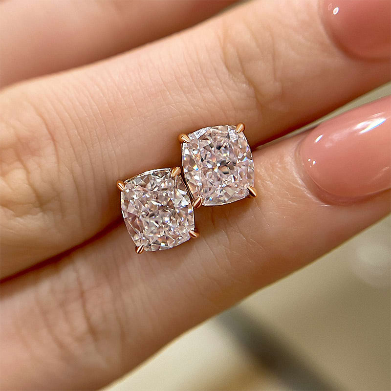 2.0Ct Classic Cushion Cut Women's Stud Earrings In Brass - Velirellajewelry