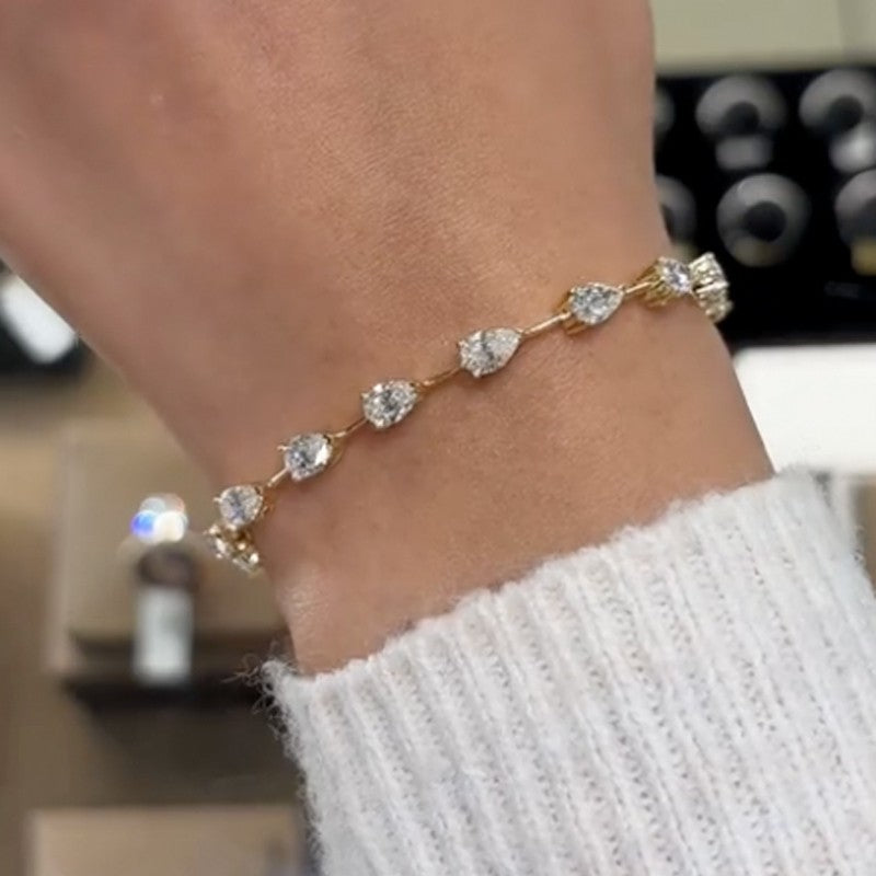 12Ct Pear Cut Simulated Diamond Brass Bracelet for Women - Velirellajewelry