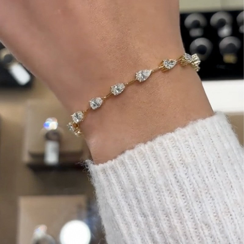 12Ct Pear Cut Simulated Diamond Brass Bracelet for Women - Velirellajewelry
